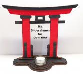 Tanno Design japanisches Standbild Torii Kiosho mit Bilderrahmen und Teelicht rot/schwarz